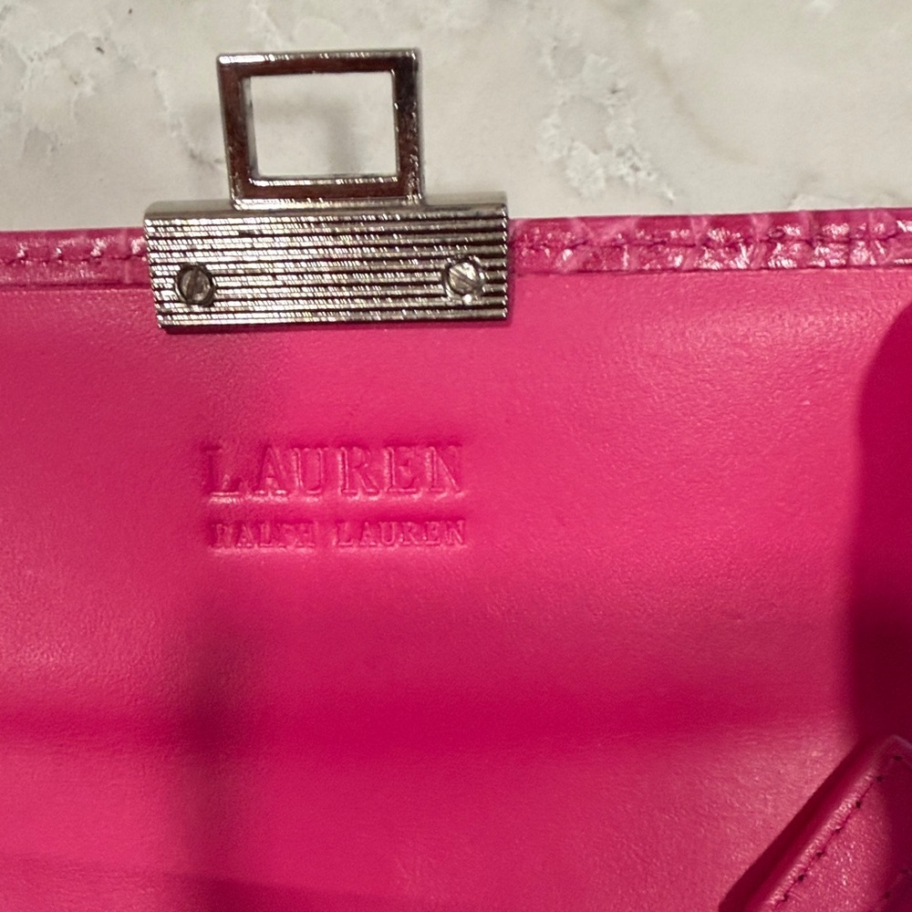 Pink Lauren Ralph Lauren Croc-Embossed Women's Clutch - Picture 7 of 8